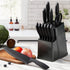 13-teiliges Messerblock-Set | BO-Oxidation Edelstahl | Selbstschärfer & Soft-Grip matte Grau Griffe